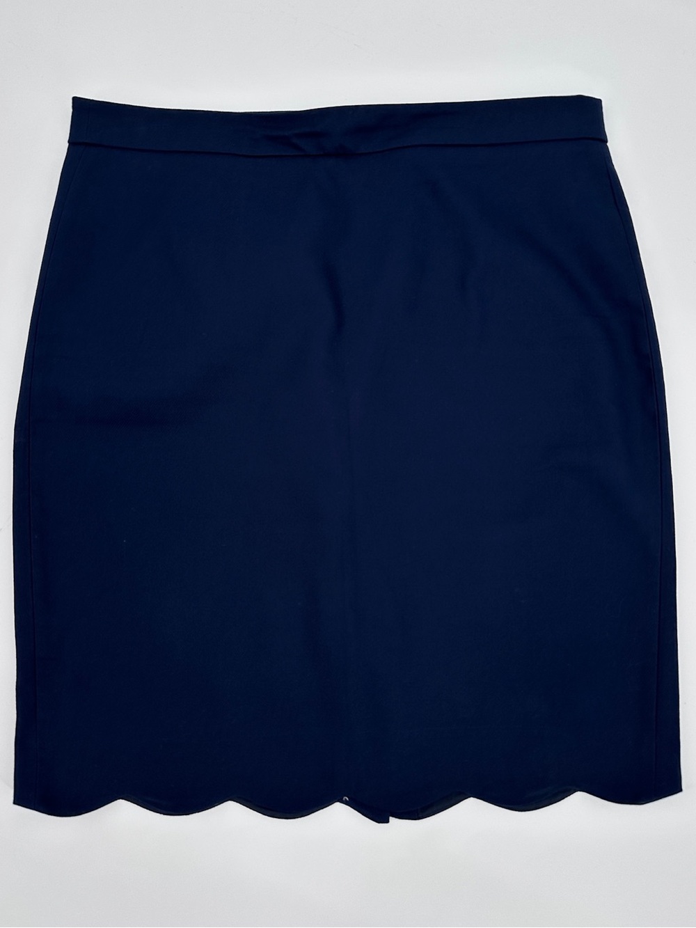 J.Crew Navy Scalloped Hem Cotton Skirt Size 10 Classic Preppy - Picture 2 of 8